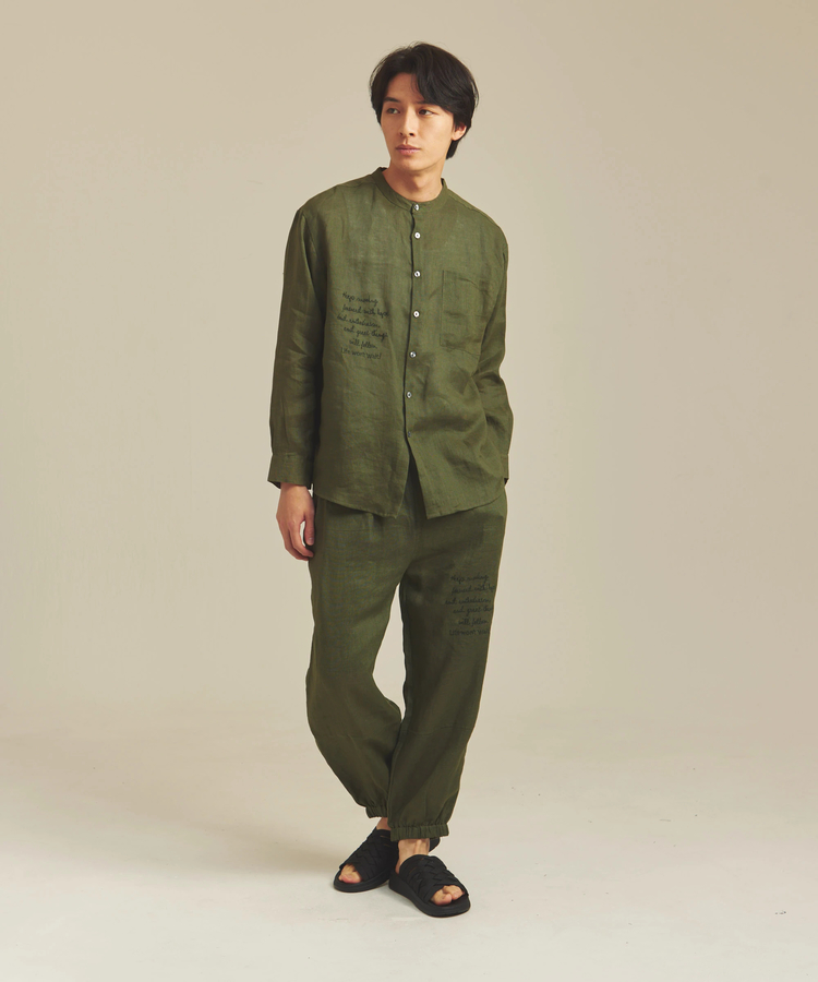 JACKROSE(ジャックローズ) |BAYCANT/ベイカント リネン100% バンドカラーLSシャツ *セットアップ対応(MENS)