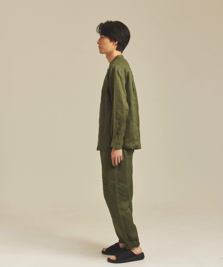 JACKROSE(ジャックローズ) |BAYCANT/ベイカント リネン100% バンドカラーLSシャツ *セットアップ対応(MENS)