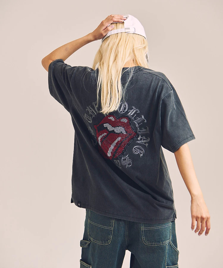 JACKROSE(ジャックローズ) |【The Rolling Stones×JACKROSE】Lips&Tongue サークル・ラインストーン/SSTEE(MENS)