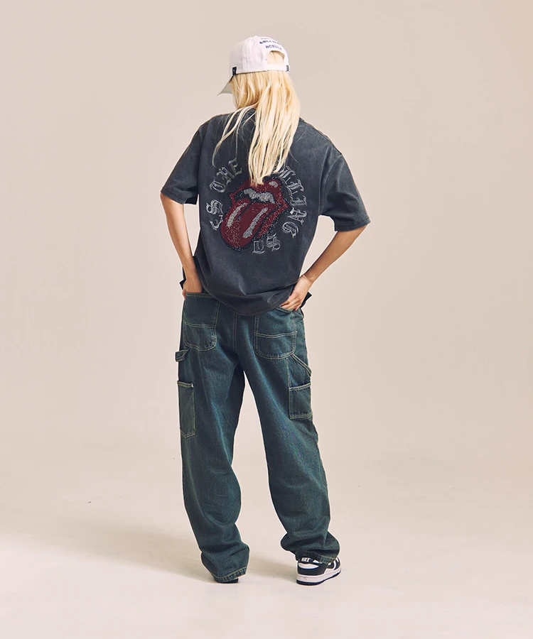 JACKROSE(ジャックローズ) |【The Rolling Stones×JACKROSE】Lips&Tongue サークル・ラインストーン/SSTEE(MENS)