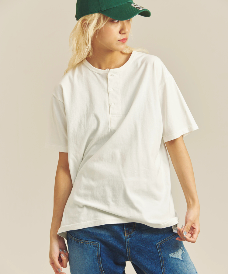 Healthknit/ヘルスニット TOMPKINS JERSEY HENLEY NECK S/S TEE(MENS