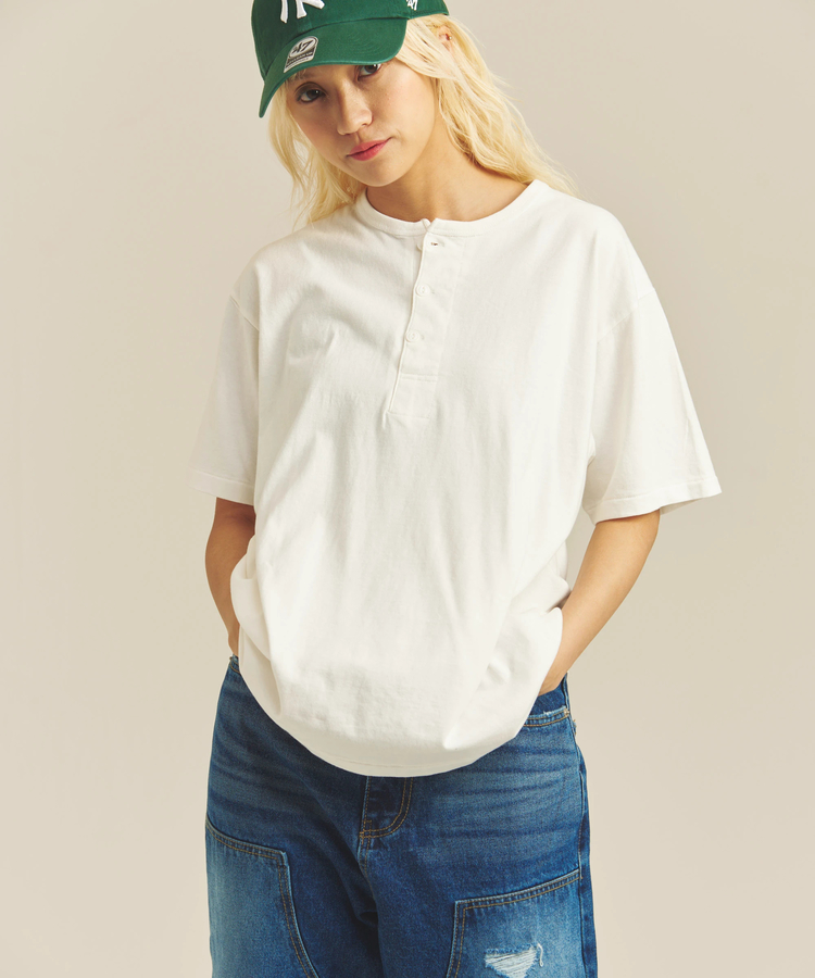 Healthknit/ヘルスニット TOMPKINS JERSEY HENLEY NECK S/S TEE(MENS