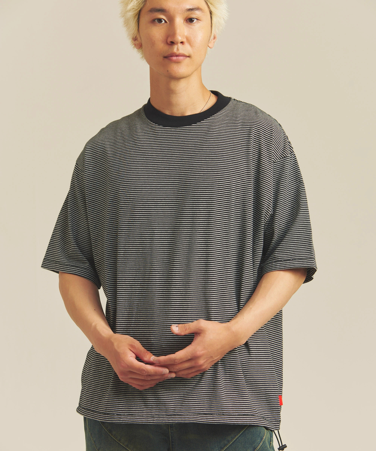 Healthknit/ヘルスニット NARROW BORDER JERSEY WIDE CREW NECK S/S
