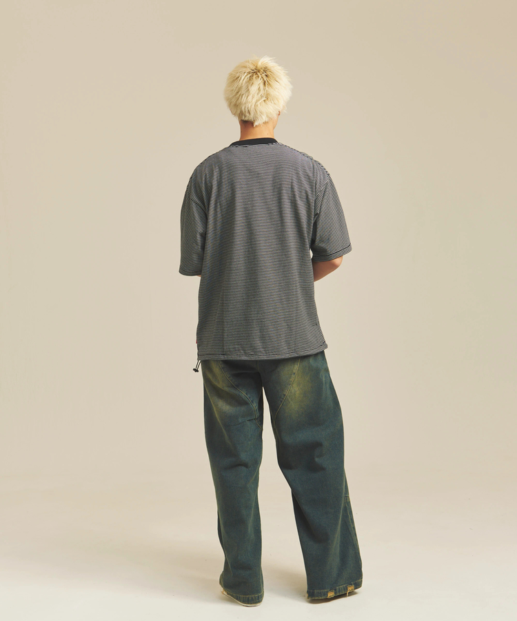 Healthknit/ヘルスニット NARROW BORDER JERSEY WIDE CREW NECK S/S