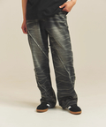 JACKROSE(ジャックローズ) |JE-SELECT-ナナメ切替・ブラスト加工/デニムパンツ(MENS)