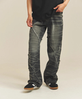 JACKROSE(ジャックローズ) |JE-SELECT-ナナメ切替・ブラスト加工/デニムパンツ(MENS)