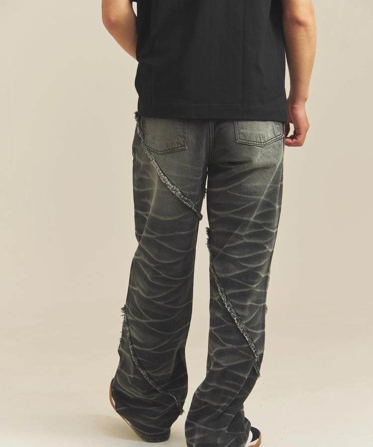 JACKROSE(ジャックローズ) |JE-SELECT-ナナメ切替・ブラスト加工/デニムパンツ(MENS)
