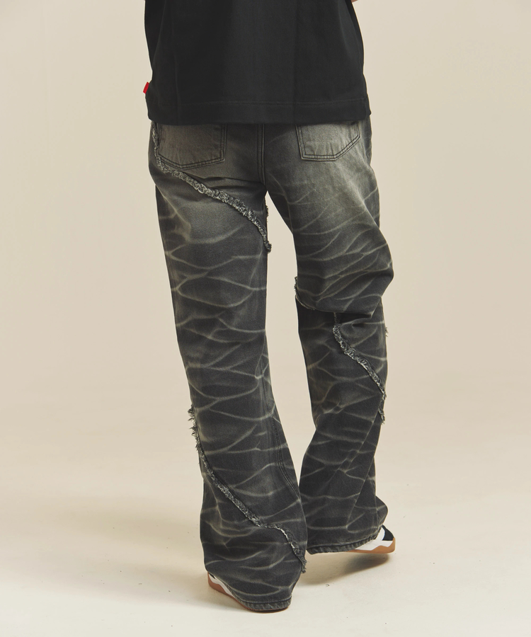 JACKROSE(ジャックローズ) |JE-SELECT-ナナメ切替・ブラスト加工/デニムパンツ(MENS)