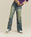 JACKROSE(ジャックローズ) |JE-SELECT-ナナメ切替・ブラスト加工/デニムパンツ(MENS)