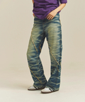 JACKROSE(ジャックローズ) |JE-SELECT-ナナメ切替・ブラスト加工/デニムパンツ(MENS)