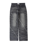 JACKROSE(ジャックローズ) |JE-SELECT-ナナメ切替・ブラスト加工/デニムパンツ(MENS)