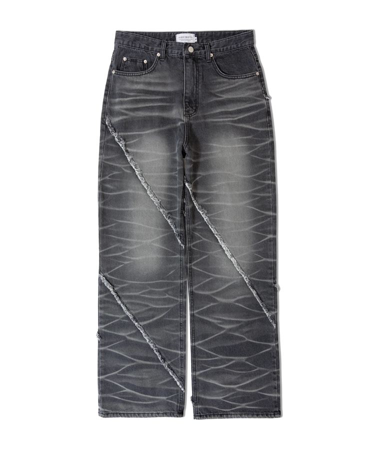 JACKROSE(ジャックローズ) |JE-SELECT-ナナメ切替・ブラスト加工/デニムパンツ(MENS)