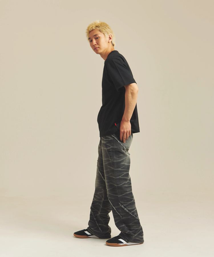 JACKROSE(ジャックローズ) |JE-SELECT-ナナメ切替・ブラスト加工/デニムパンツ(MENS)