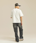 JACKROSE(ジャックローズ) |JE-SELECT-ナナメ切替・ブラスト加工/デニムパンツ(MENS)