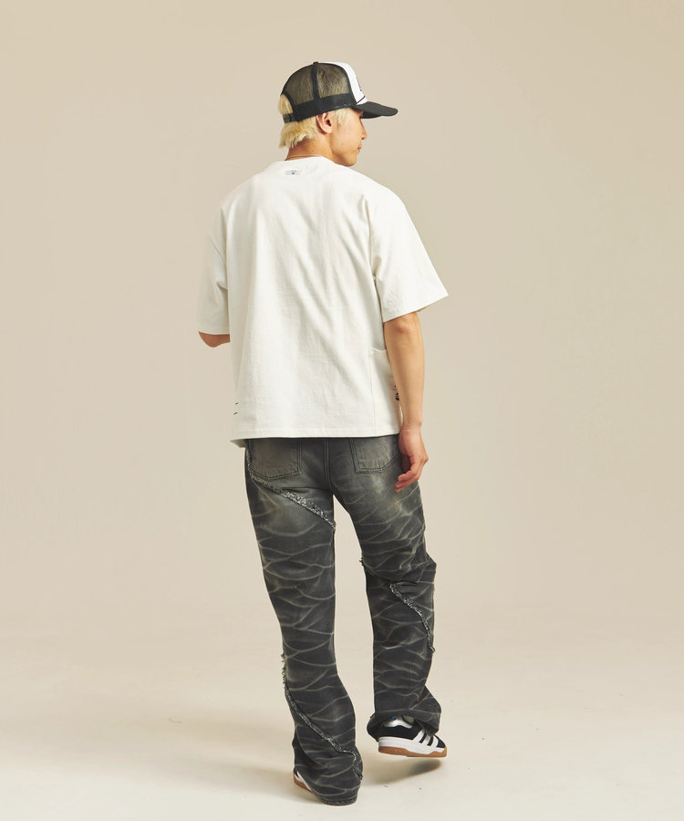 JACKROSE(ジャックローズ) |JE-SELECT-ナナメ切替・ブラスト加工/デニムパンツ(MENS)