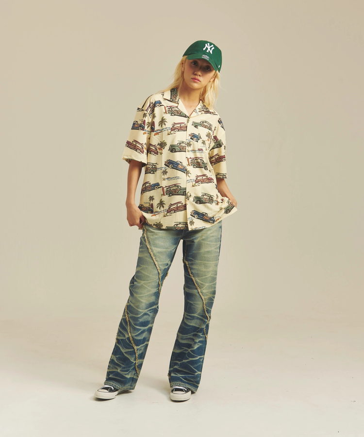 JACKROSE(ジャックローズ) |JE-SELECT-ナナメ切替・ブラスト加工/デニムパンツ(MENS)