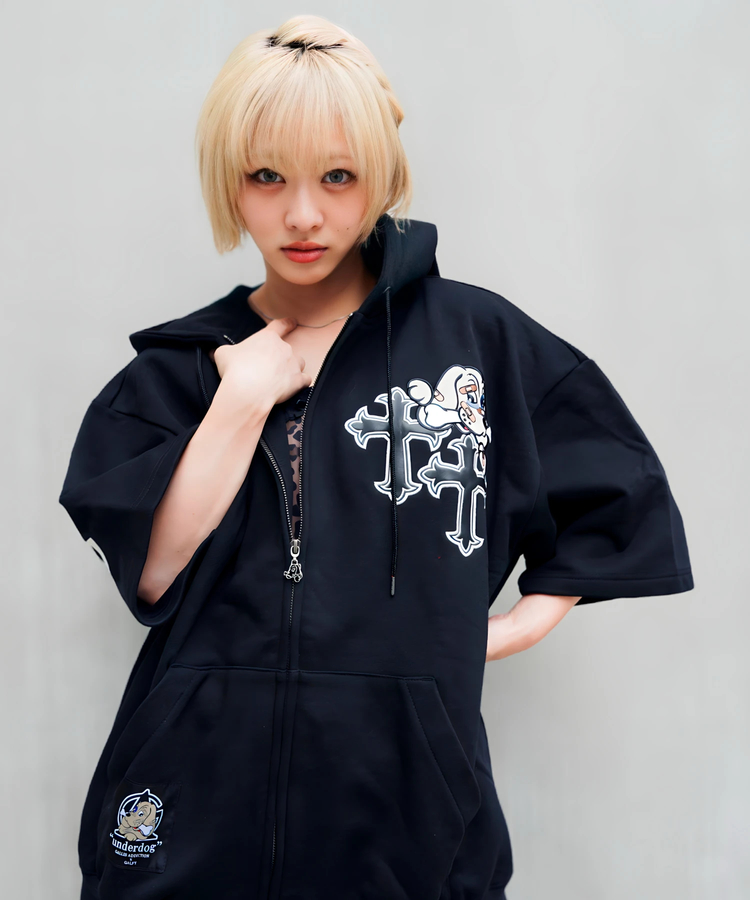 JACKROSE(ジャックローズ) |【GALFY×GALLIS ADDICTION】クロスガリノハーツ半袖パーカー*セットアップ対応(MENS/WOMENS)