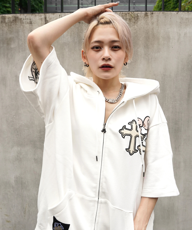 JACKROSE(ジャックローズ) |【GALFY×GALLIS ADDICTION】クロスガリノハーツ半袖パーカー*セットアップ対応(MENS/WOMENS)