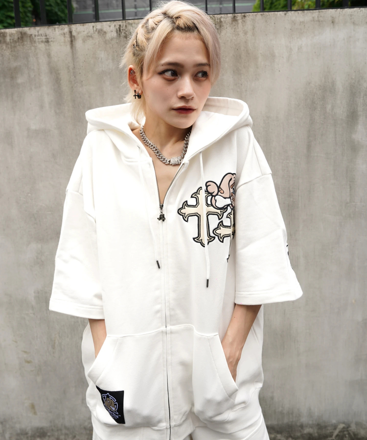 JACKROSE(ジャックローズ) |【GALFY×GALLIS ADDICTION】クロスガリノハーツ半袖パーカー*セットアップ対応(MENS/WOMENS)