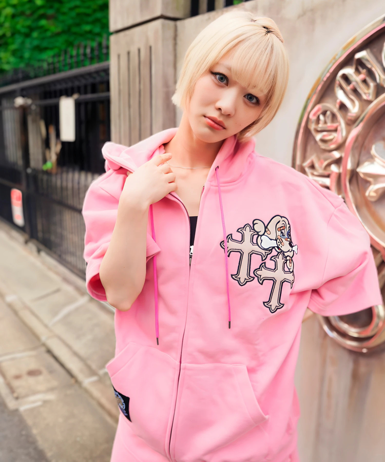JACKROSE(ジャックローズ) |【GALFY×GALLIS ADDICTION】クロスガリノハーツ半袖パーカー*セットアップ対応(MENS/WOMENS)