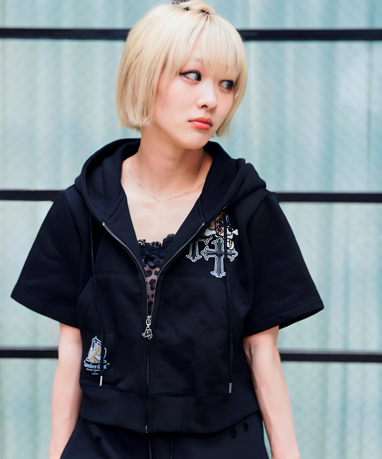 JACKROSE(ジャックローズ) |【GALFY×GALLIS ADDICTION】クロスガリノハーツ半袖パーカー*セットアップ対応(MENS/WOMENS)