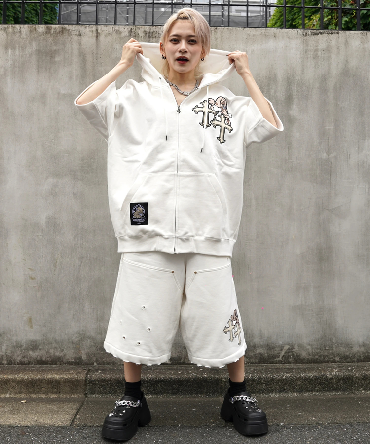 JACKROSE(ジャックローズ) |【GALFY×GALLIS ADDICTION】クロスガリノハーツ半袖パーカー*セットアップ対応(MENS/WOMENS)