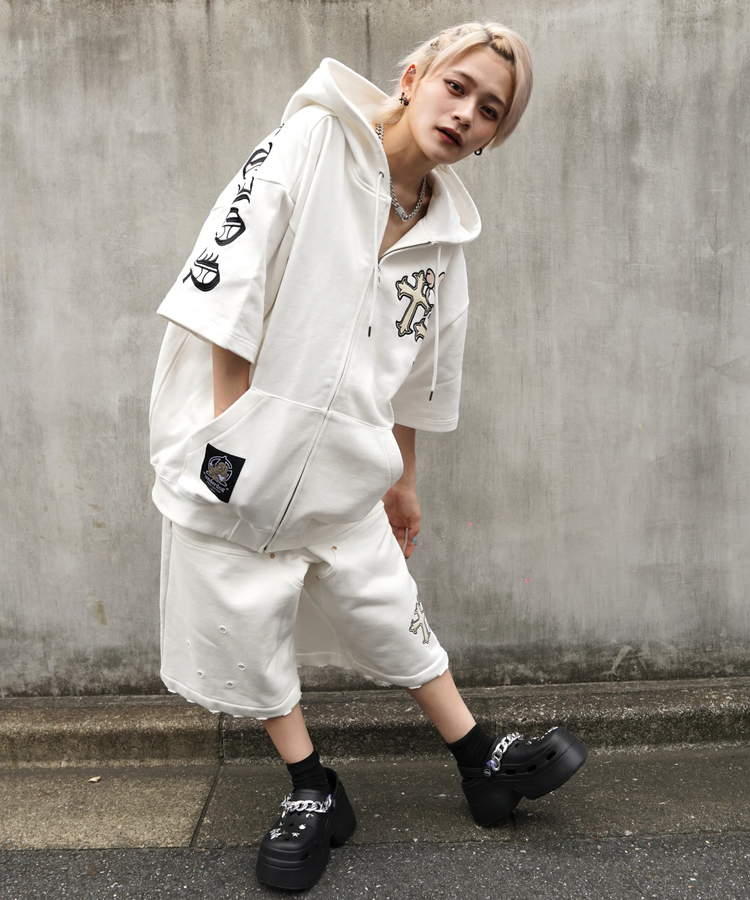 JACKROSE(ジャックローズ) |【GALFY×GALLIS ADDICTION】クロスガリノハーツ半袖パーカー*セットアップ対応(MENS/WOMENS)