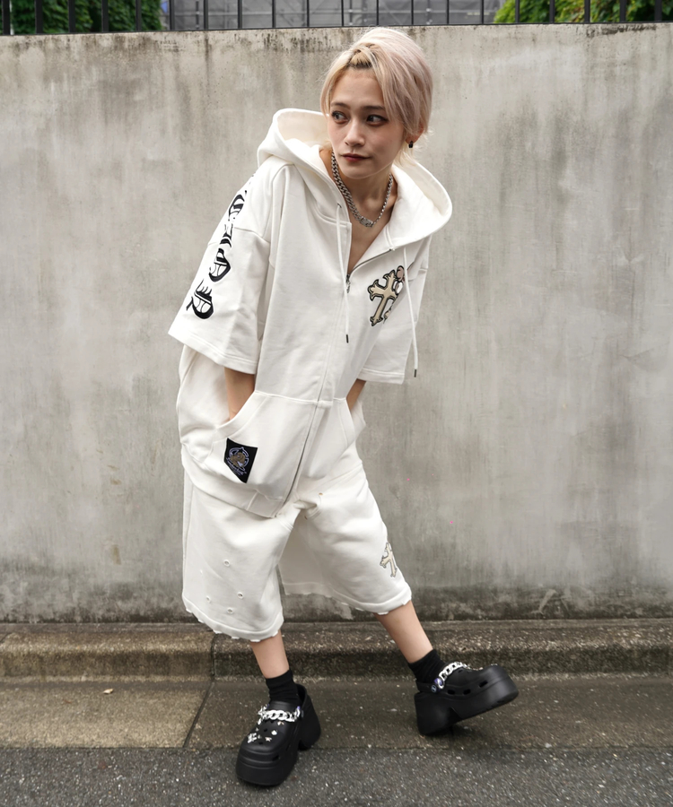 JACKROSE(ジャックローズ) |【GALFY×GALLIS ADDICTION】クロスガリノハーツ半袖パーカー*セットアップ対応(MENS/WOMENS)
