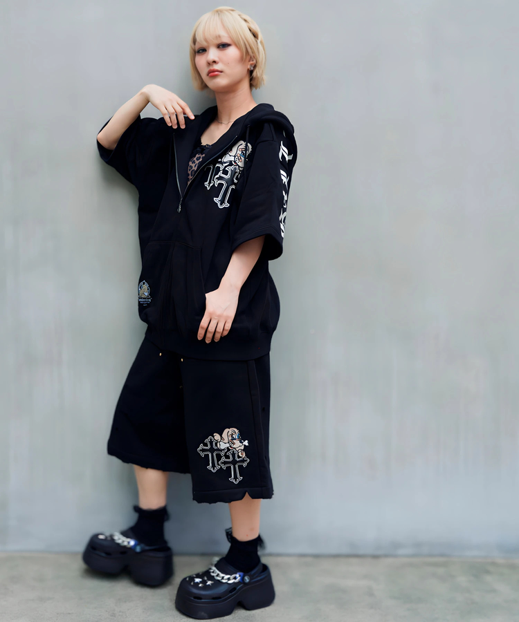 JACKROSE(ジャックローズ) |【GALFY×GALLIS ADDICTION】クロスガリノハーツ半袖パーカー*セットアップ対応(MENS/WOMENS)