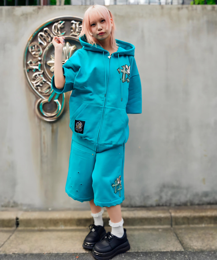 JACKROSE(ジャックローズ) |【GALFY×GALLIS ADDICTION】クロスガリノハーツ半袖パーカー*セットアップ対応(MENS/WOMENS)