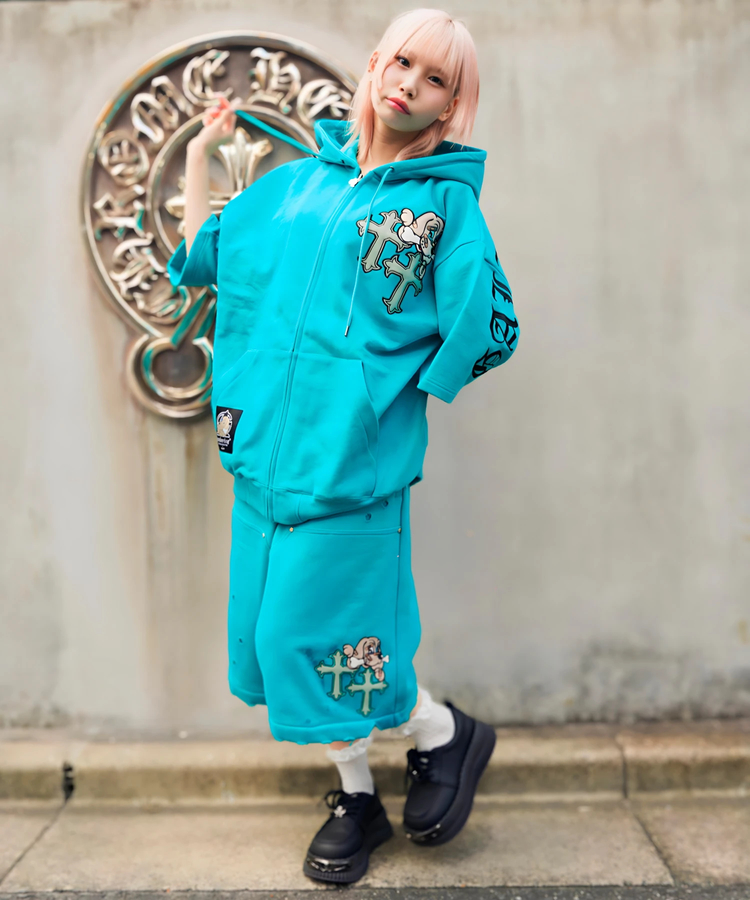 JACKROSE(ジャックローズ) |【GALFY×GALLIS ADDICTION】クロスガリノハーツ半袖パーカー*セットアップ対応(MENS/WOMENS)