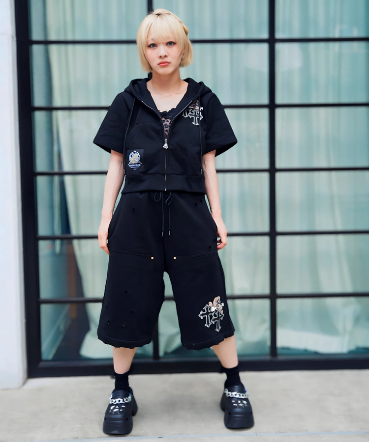 JACKROSE(ジャックローズ) |【GALFY×GALLIS ADDICTION】クロスガリノハーツ半袖パーカー*セットアップ対応(MENS/WOMENS)