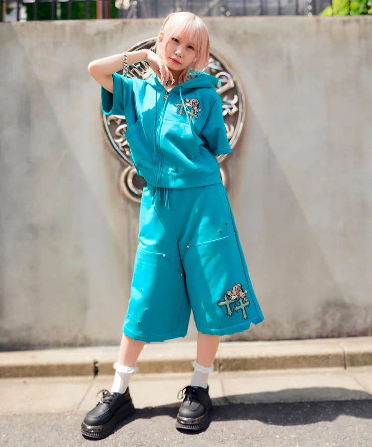 JACKROSE(ジャックローズ) |【GALFY×GALLIS ADDICTION】クロスガリノハーツ半袖パーカー*セットアップ対応(MENS/WOMENS)