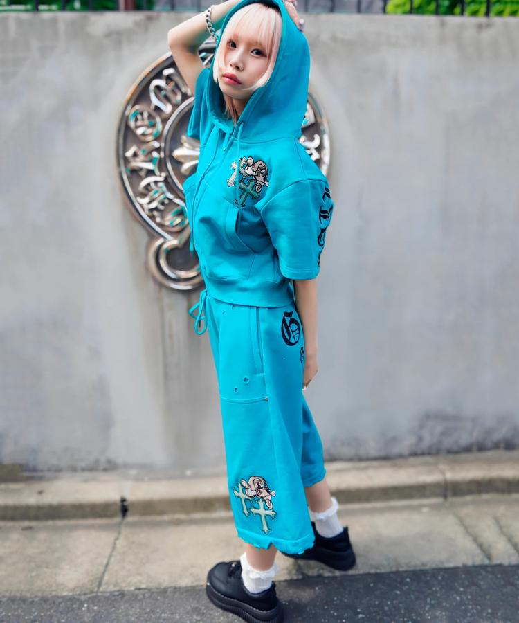 JACKROSE(ジャックローズ) |【GALFY×GALLIS ADDICTION】クロスガリノハーツ半袖パーカー*セットアップ対応(MENS/WOMENS)