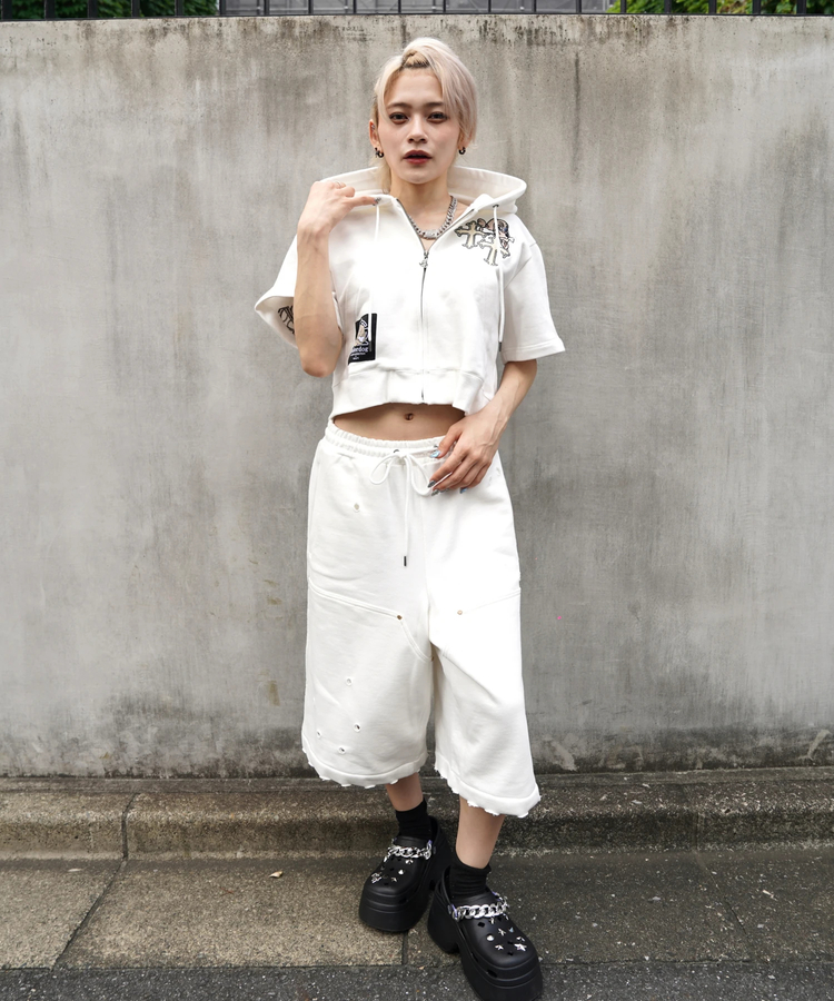 JACKROSE(ジャックローズ) |【GALFY×GALLIS ADDICTION】クロスガリノハーツハーフパンツ*セットアップ対応(MENS/WOMENS)