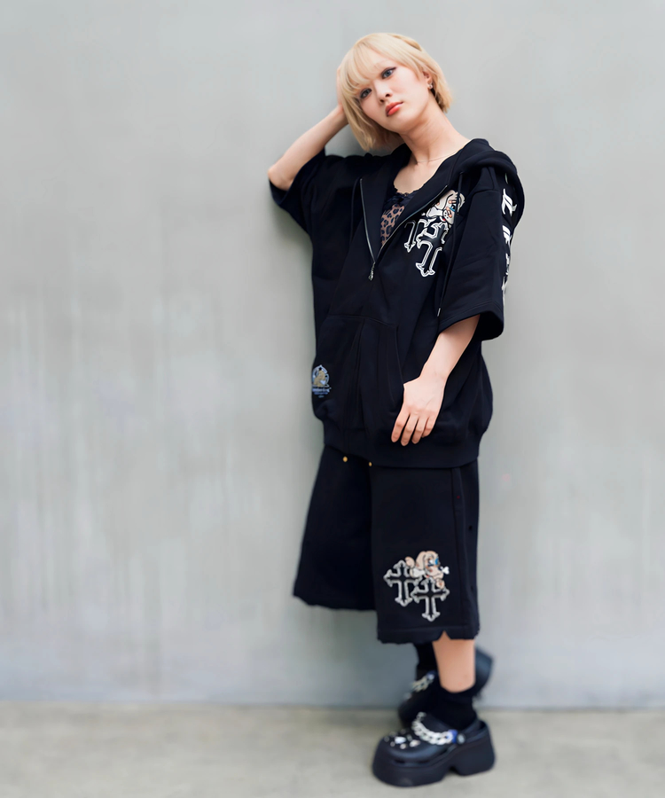 JACKROSE(ジャックローズ) |【GALFY×GALLIS ADDICTION】クロスガリノハーツハーフパンツ*セットアップ対応(MENS/WOMENS)