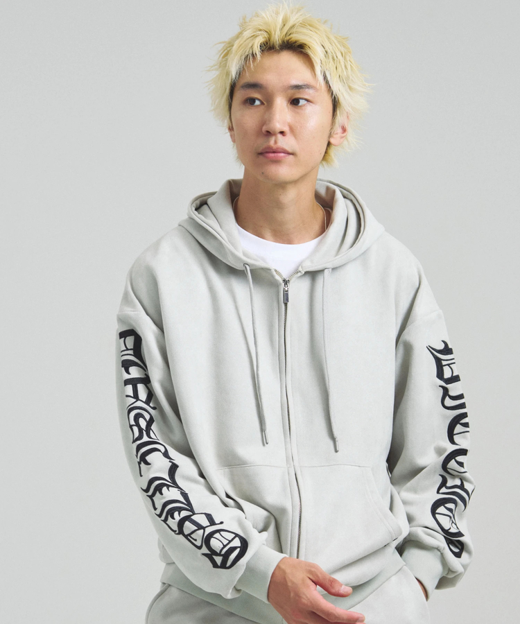 JACKROSE(ジャックローズ) |GA SUEDE OLD ENGLISH刺繍 ZIP-HOODIE(MENS)