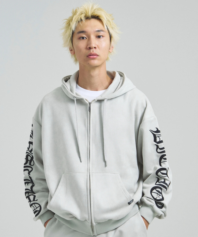 JACKROSE(ジャックローズ) |GA SUEDE OLD ENGLISH刺繍 ZIP-HOODIE(MENS)