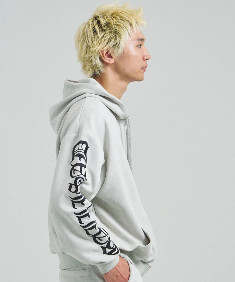 JACKROSE(ジャックローズ) |GA SUEDE OLD ENGLISH刺繍 ZIP-HOODIE(MENS)