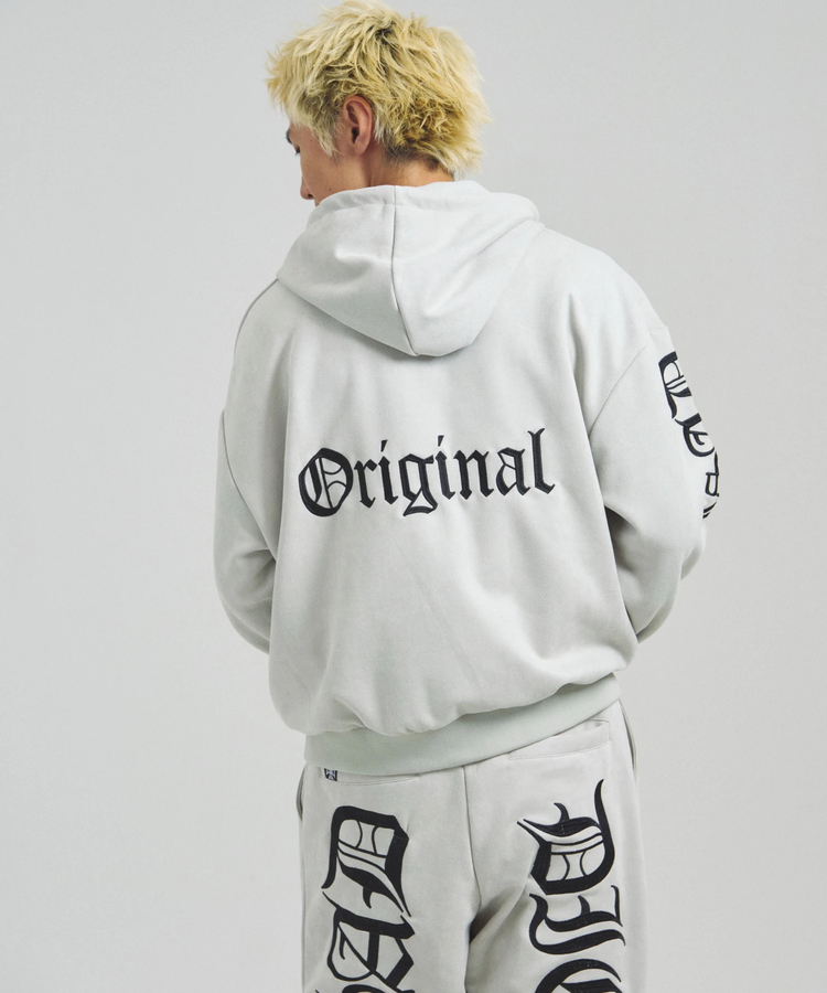 JACKROSE(ジャックローズ) |GA SUEDE OLD ENGLISH刺繍 ZIP-HOODIE(MENS)