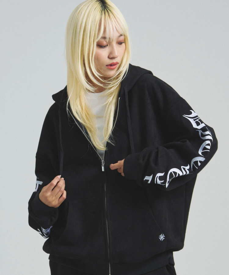 JACKROSE(ジャックローズ) |GA SUEDE OLD ENGLISH刺繍 ZIP-HOODIE(MENS)