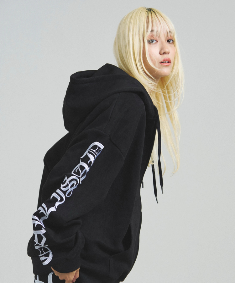 JACKROSE(ジャックローズ) |GA SUEDE OLD ENGLISH刺繍 ZIP-HOODIE(MENS)