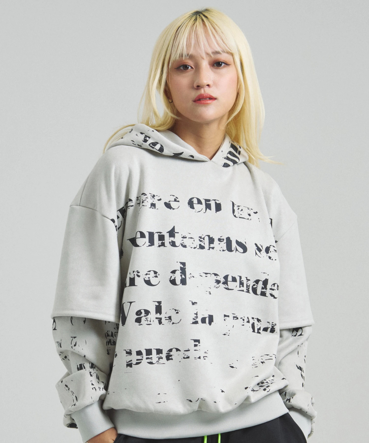 GA SUEDE LAYERED LOGO HOODIE(MENS)｜ファッション通販 SANKO BAZAAR