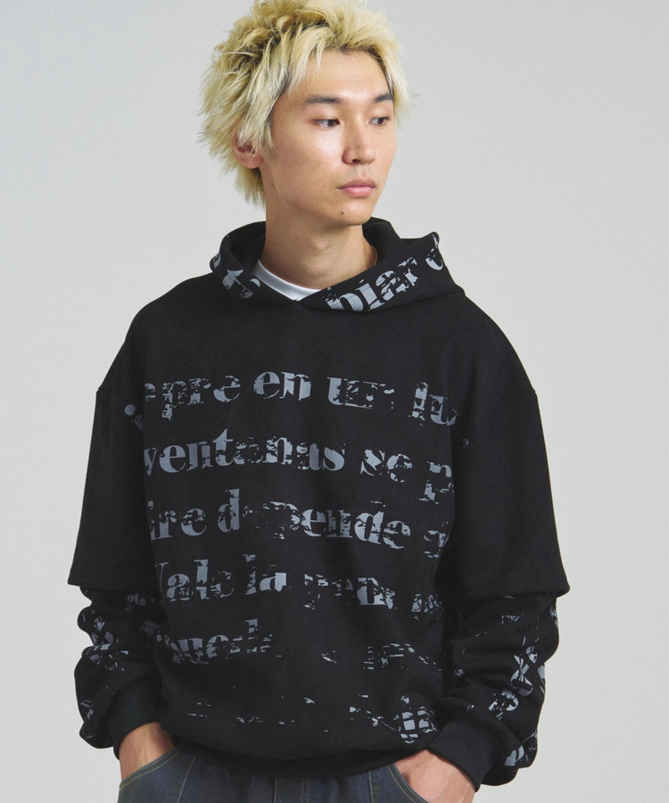 GA SUEDE LAYERED LOGO HOODIE(MENS)｜ファッション通販 SANKO BAZAAR