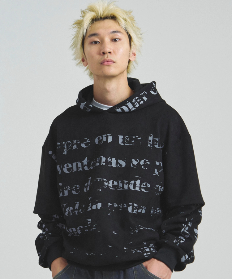 GA SUEDE LAYERED LOGO HOODIE(MENS)｜ファッション通販 SANKO BAZAAR
