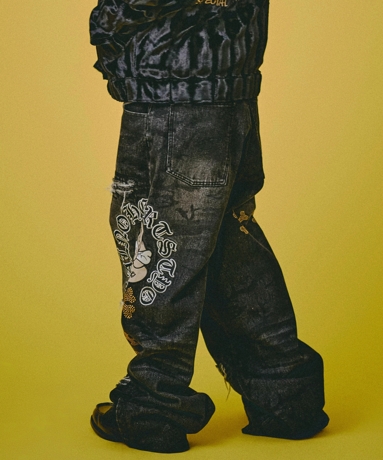 GALFY/ガルフィー ピカピカ骨骨レーザーかも?デニム(MENS