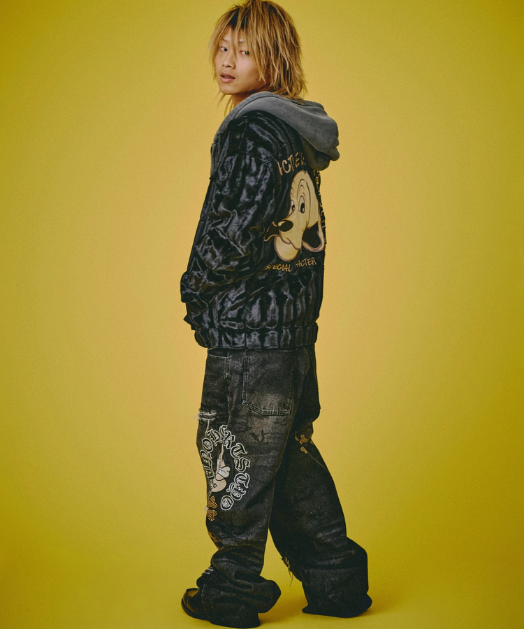 GALFY/ガルフィー ピカピカ骨骨レーザーかも?デニム(MENS
