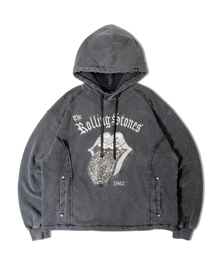 JACKROSE(ジャックローズ) |【The Rolling Stones×JACKROSE】 Lips&Tongue ヒョウ柄切替プルパーカー(MENS)