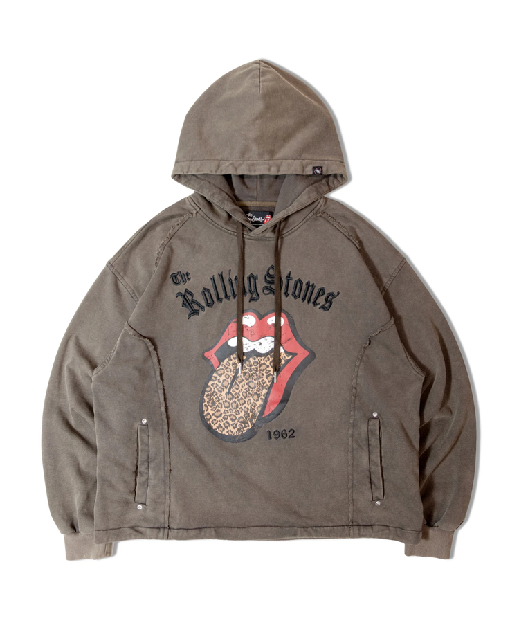 JACKROSE(ジャックローズ) |【The Rolling Stones×JACKROSE】 Lips&Tongue ヒョウ柄切替プルパーカー(MENS)