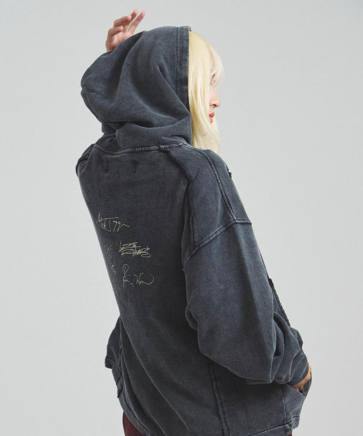 JACKROSE(ジャックローズ) |【The Rolling Stones×JACKROSE】 Lips&Tongue ヒョウ柄切替プルパーカー(MENS)